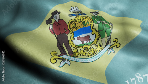 State of Delaware Waving Flag in 3D photo