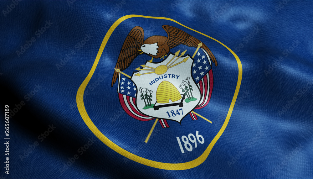 Naklejka premium State of Utah Flag in 3D