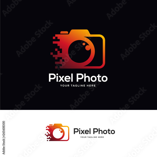 photo tech logo designs template, pixel technology logo designs concept