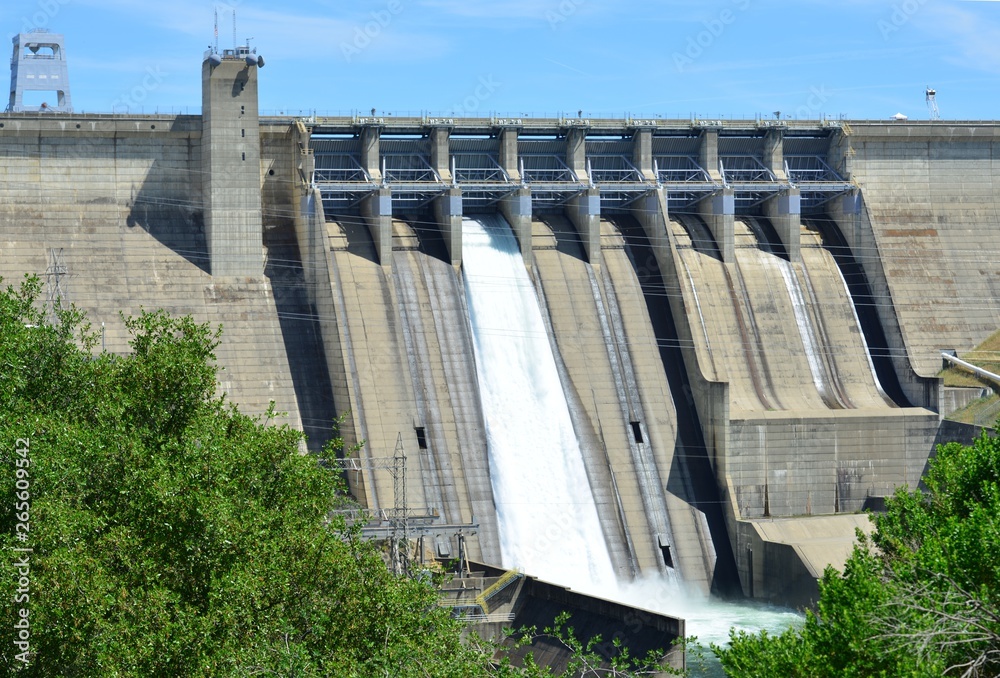 custom made wallpaper toronto digitalFolsom Dam in California with a sluice gaten open..