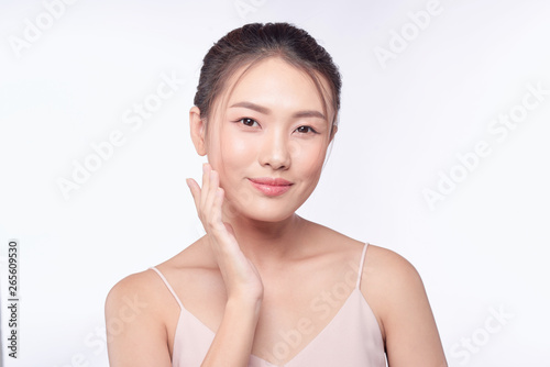 Beautiful Young asian Woman with Clean Fresh Skin look