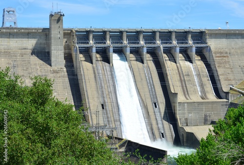 Wallpaper Mural Folsom Dam in California with a sluice gaten open.. Torontodigital.ca
