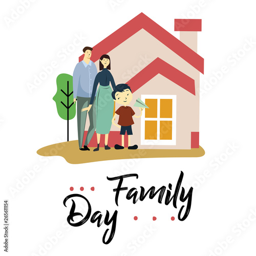 Happy Family Day Cartoon Vector Template Design Illustration