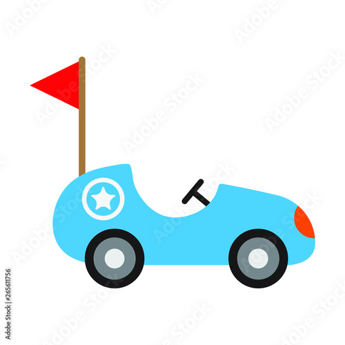 Toy racing car, flat vector illustration for kids