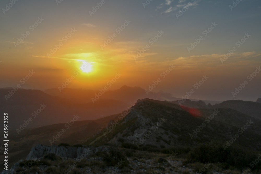 Sunrise in Aitana mountain in Confrides.