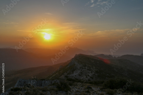 Sunrise in Aitana mountain in Confrides.