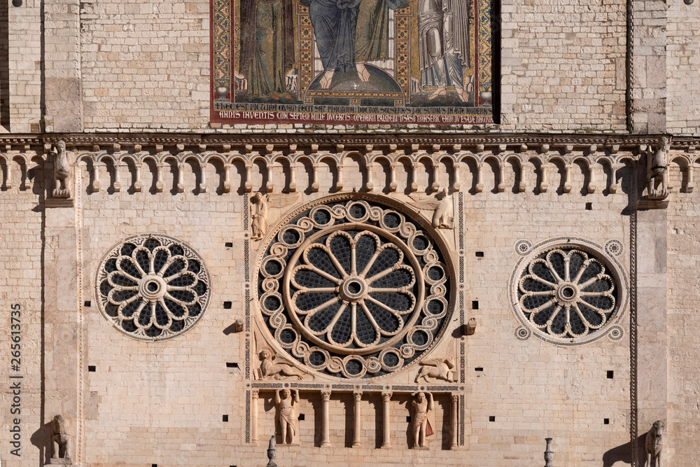 architectural detail, Santa Maria Assunta Cathedral, Spoleto, Umbria
