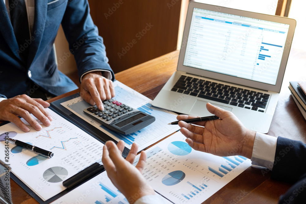 Fototapeta premium Professional Business partner team discussing on meeting to presentation planning investment project working analyzing and strategy of business making conversation with partner company
