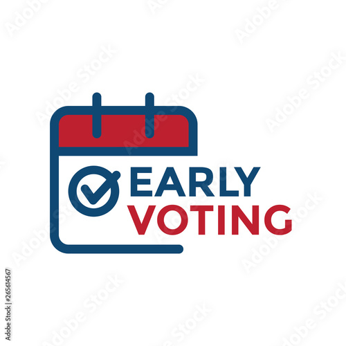 Fototapeta Early Voting Icon with Vote, Icon, and Patriotic Symbolism and Colors