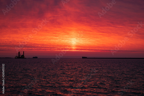 beautiful sunset on the sea, romantic seascape view © Jekaterina