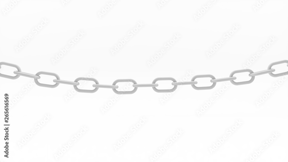 Part of a white powerful chain close up, 3d illustration Part of a white powerful chain close up, 3d illustration