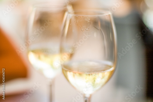 French white wine in a restaurant in Paris, travel experience photo