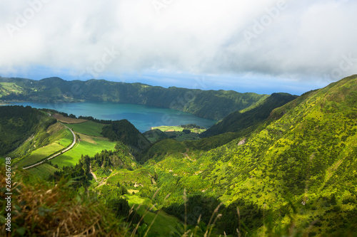 Landscape of San Miguel island - Azores, Portugal. Lakes in Sete Cidades volcanic craters. © De Visu