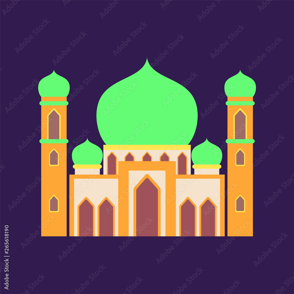 islamic mosque isolated flat design with pastel colorful,vector illustration mosque for ramadan kareem and eid mubarak,