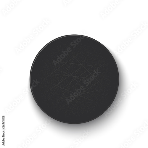 Hockey puck isolated on white background. Vector illustration