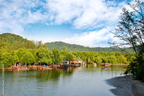Beautiful scenery of fishing villages in Thailand