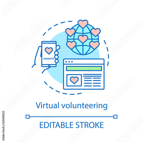 Virtual volunteering concept icon