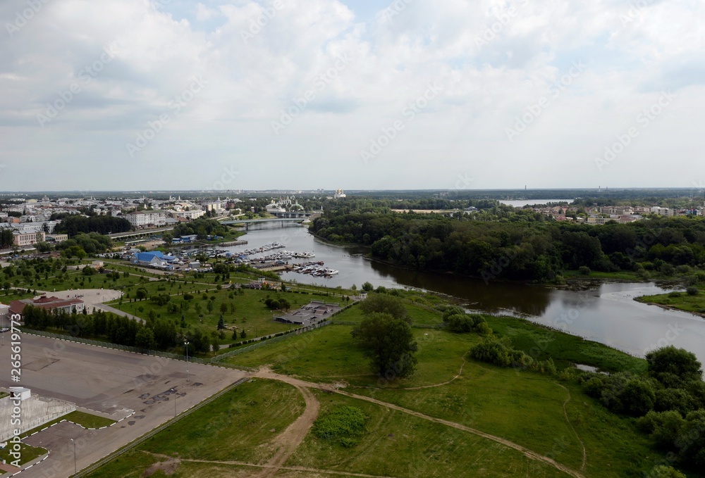 Summer view of the city of Yaroslavl from the Ferris wheel