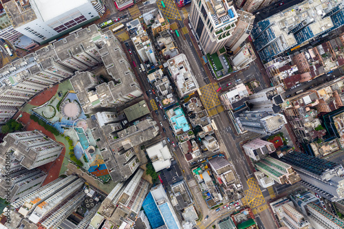 Top down view of Hong Kong city building