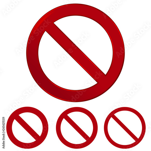 Red prohibition vector sign. Warning circle and line symbol. Vector