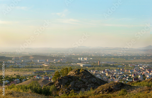 View of a small town Ust-Kamenogorsk, Kazakhstan.