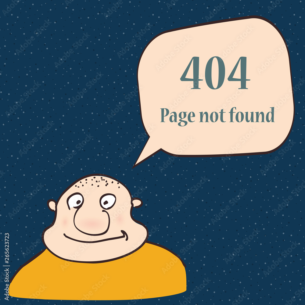 Fototapeta premium 404 error page. Funny 404 error symbol with character of man.
