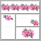 bright flower arrangements, a set of cards and business cards with flowers, invitations, envelopes