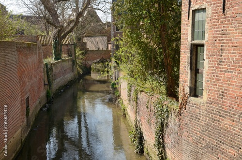 Brick bridge over the canal in Leuven, Belgium
