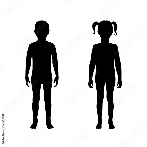 Vector illustration of girl and boy silhouette