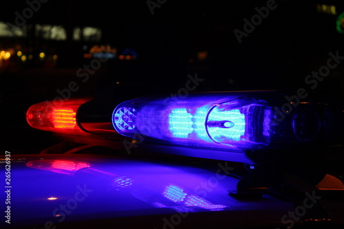 Police lights at night