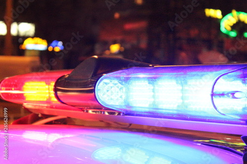 Police lights at night