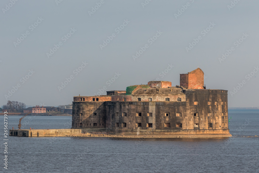 Historical Fort Alexander 1 Plague near the southern coast of Kronstadt.