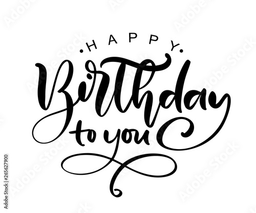Vector illustration handwritten modern brush lettering of Happy Birthday text on white background. Hand drawn typography design. Greetings card