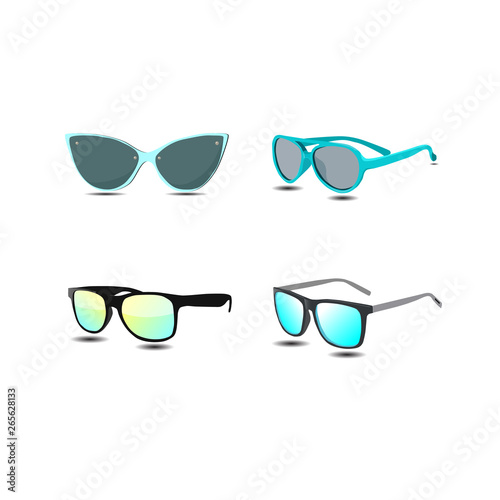 set of colorful sunglasses