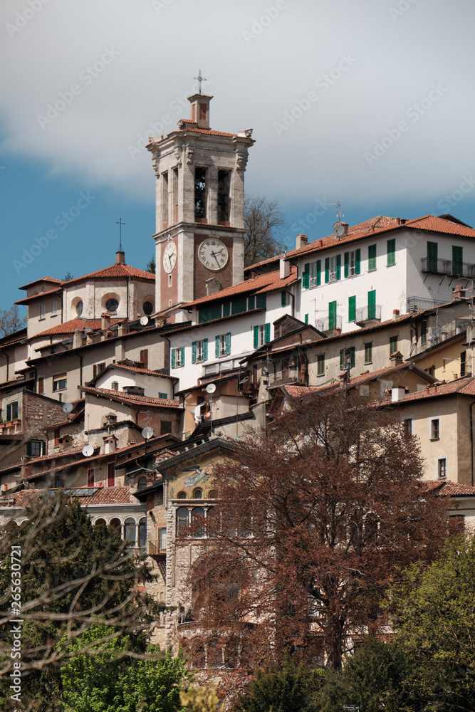 View of village in the Sacro Monte di Varese in a sunny day, UNESCO World Heritage.