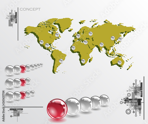 Map with balls as pins