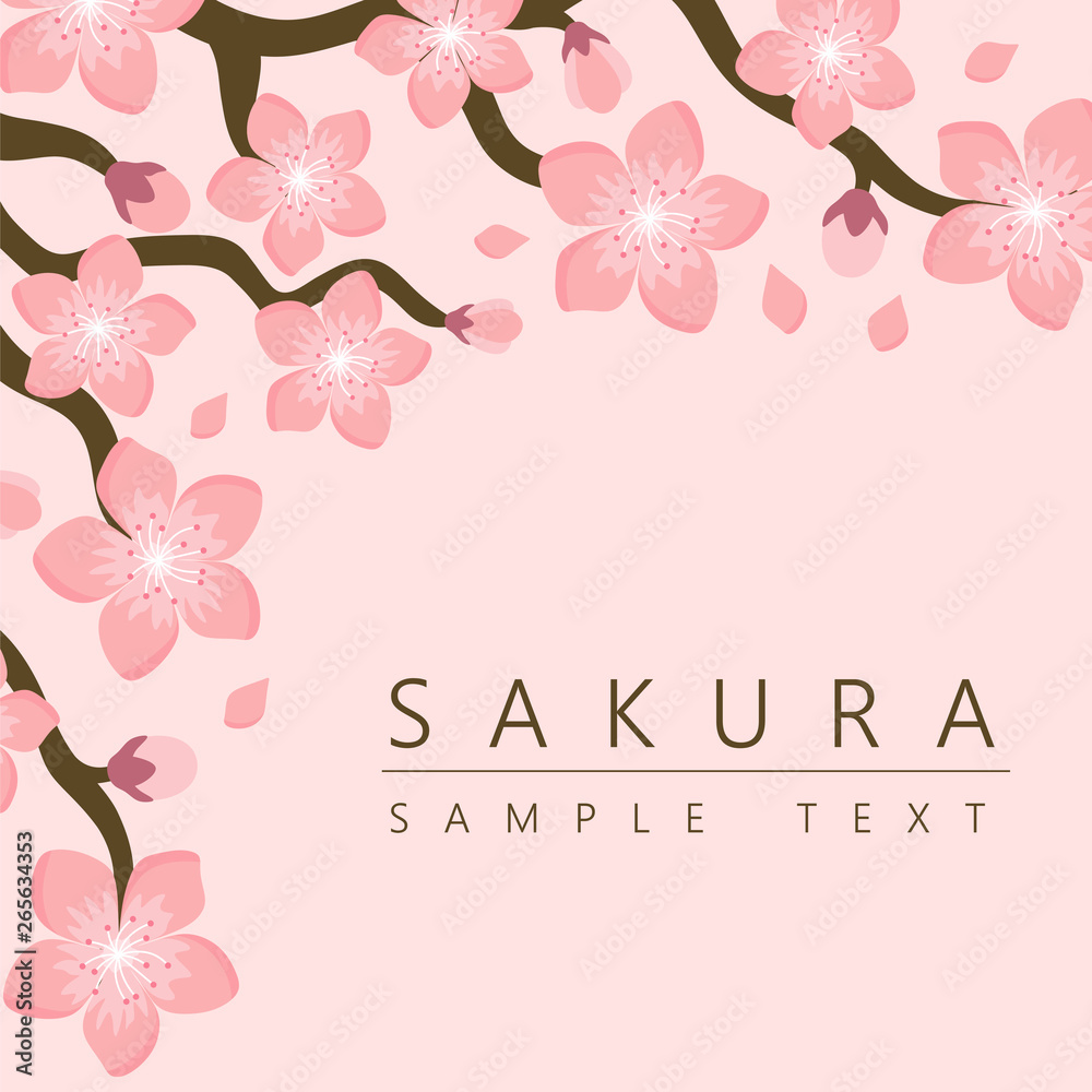Sakura Cherry Blossom Japanese Theme Background, vector illustration, design for invitation, fabric, packaging, postcard, greeting cards Sakura Cherry Blossom Japanese Theme Background, vector illustration, design for invitation, fabric, packaging, postcard, greeting cards