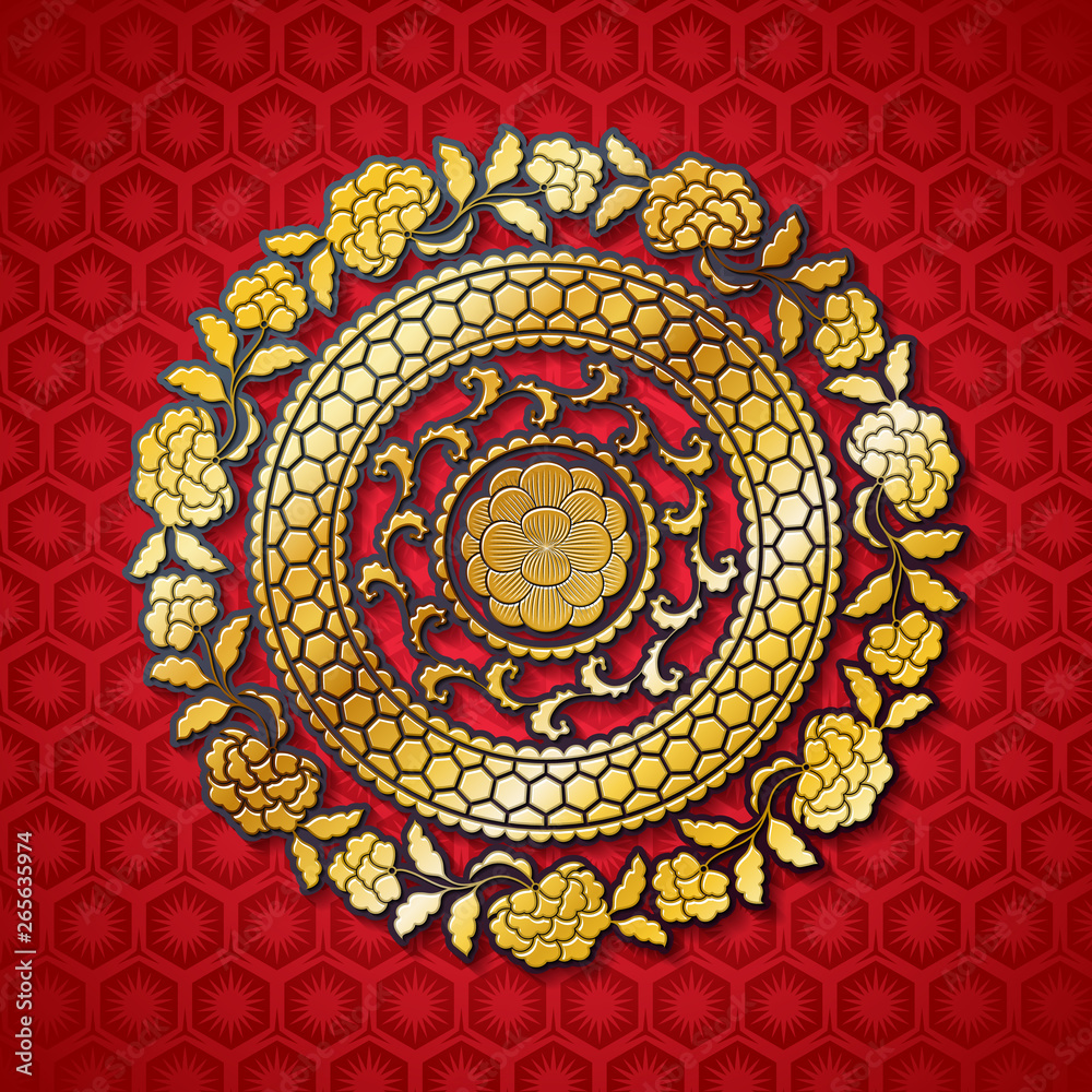 Fototapeta premium Chinese background with decorative vector ornament.