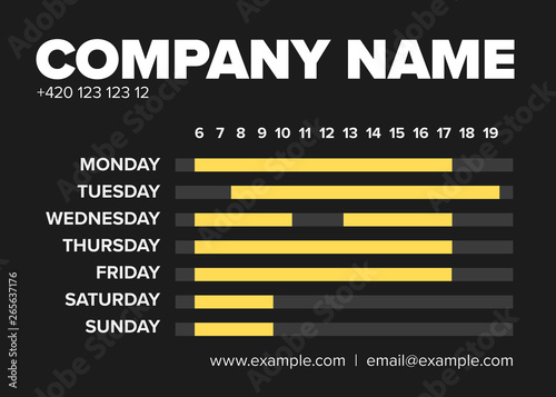 Shop opening time hours vector template