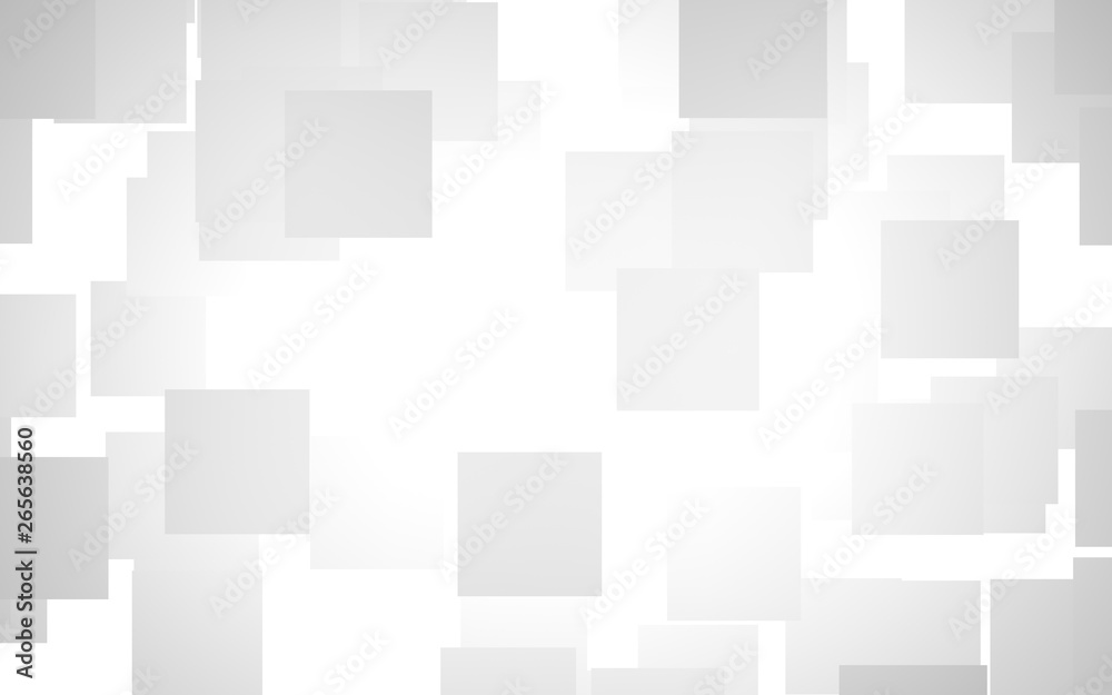 White abstract background. Misty backdrop with grey squares. 3D illustration