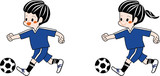 サッカーボールをける子供　カラー