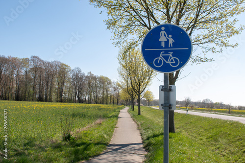 Biccycle path and pedestrian sign