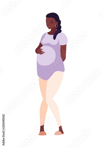 beautiful afro pregnancy woman character