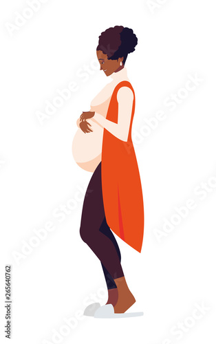 beautiful afro pregnancy woman character