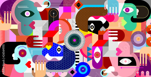 Abstract Geometric Style Group of People