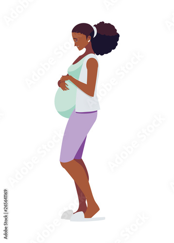 beautiful afro pregnancy woman character