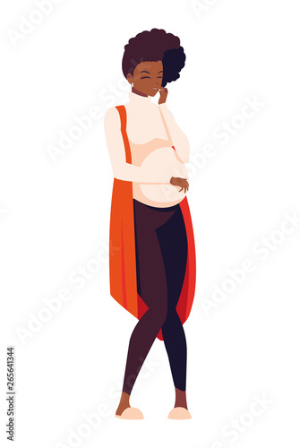 beautiful afro pregnancy woman character