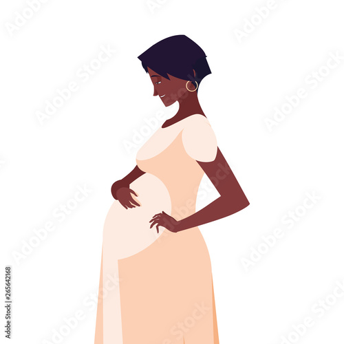 beautiful afro pregnancy woman character