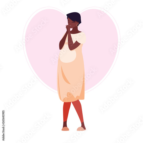 beautiful afro pregnancy woman in heart character