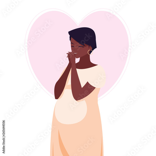 beautiful afro pregnancy woman in heart character